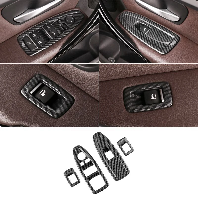 For BMW 1 3 4 Series 3GT F20 F30 F31 F32 F34 F36 Window Glass Lift Button Decoration ABS Carbon Fiber Panel Decoration