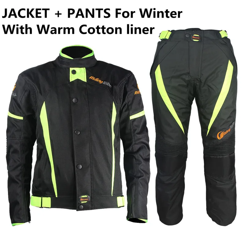 Winter Set Езда племя мотоцикл зимняя теплая куртка брюки костюм ветрозащитный мотокросса Броня защитный мотоциклист одежда JK-37 - Цвет: Winter Set