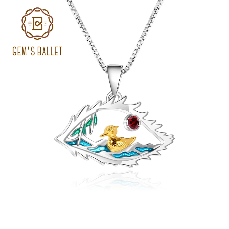 Женское ожерелье из серебра 925 пробы с красным гранатом|Подвески| |