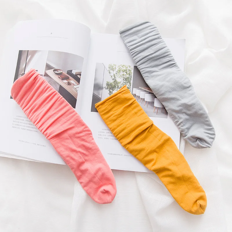 Корейские яркие носки цветные бархатные с ворсом весенне-летние тонкие без пятки