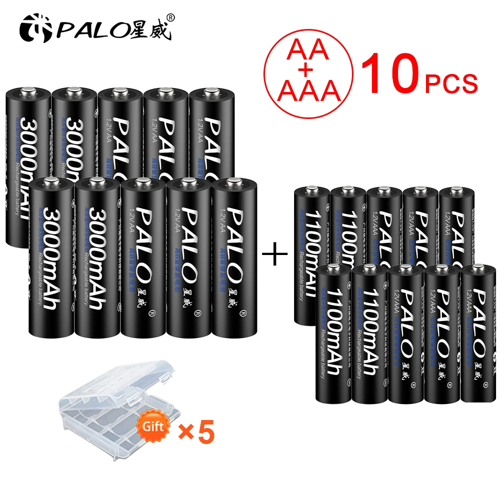 новые 8шт AA аккумуляторы 3000мАч 1.2В + Ni MH AAA аккумулятор 1100mAh 3А для игрушек питания|aa