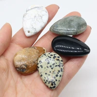 natural stone pendant charms water drop shape picture stone white turquoise pendant for jewelry making diy necklace size 25x40mm
