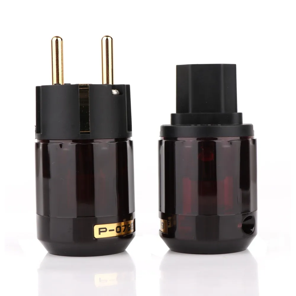 

P-079E/C-079 Brass Gold-Plated European Standard Power Plug Audio Power Cord Link Head 16A 250V