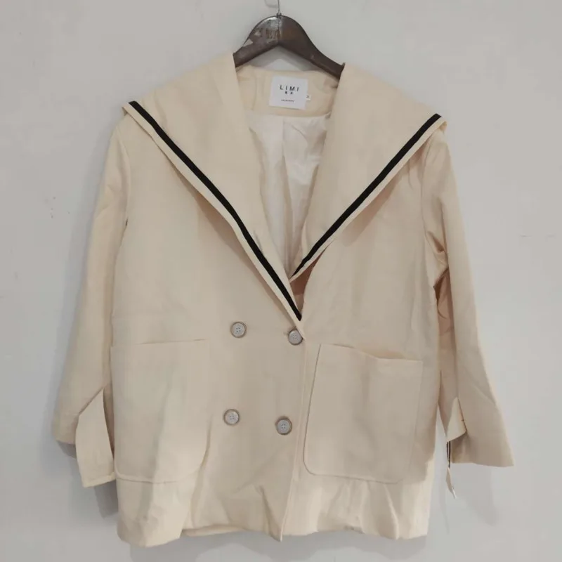 

2020 Fashion Autumn Women Blazers Jackets Office Lady Work Suit Plus Size Business V-neck Double Breasted Jacket Coat Apricot