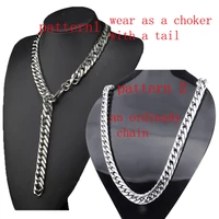 13161921mm strong silver color choker collar tail rapper cuban curb chain necklace or bracelet stainless steel mens jewelry