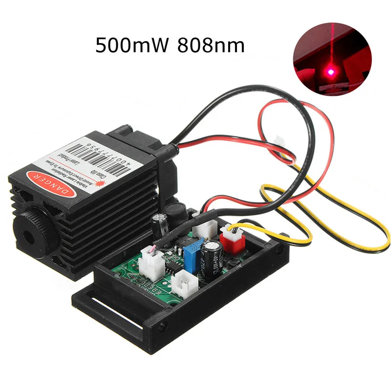 

Focusable 500mw 808nm Infrared IR Laser Diode Dot Module 12V+ TTL+ Fan Cooling Laser Module For CNC Engraving Machine