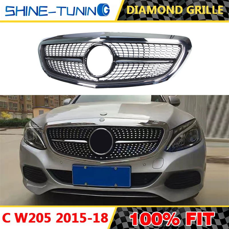 Алмазная решетка для mercedes C Class w205 Классическая модель радиатора C180 C200 C250 c300 2015-18 |