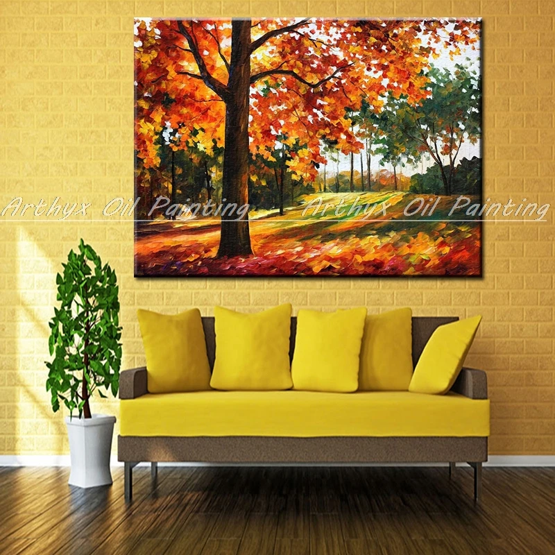 Ручная роспись Современная палитра нож дерево пейзаж картина маслом на холсте