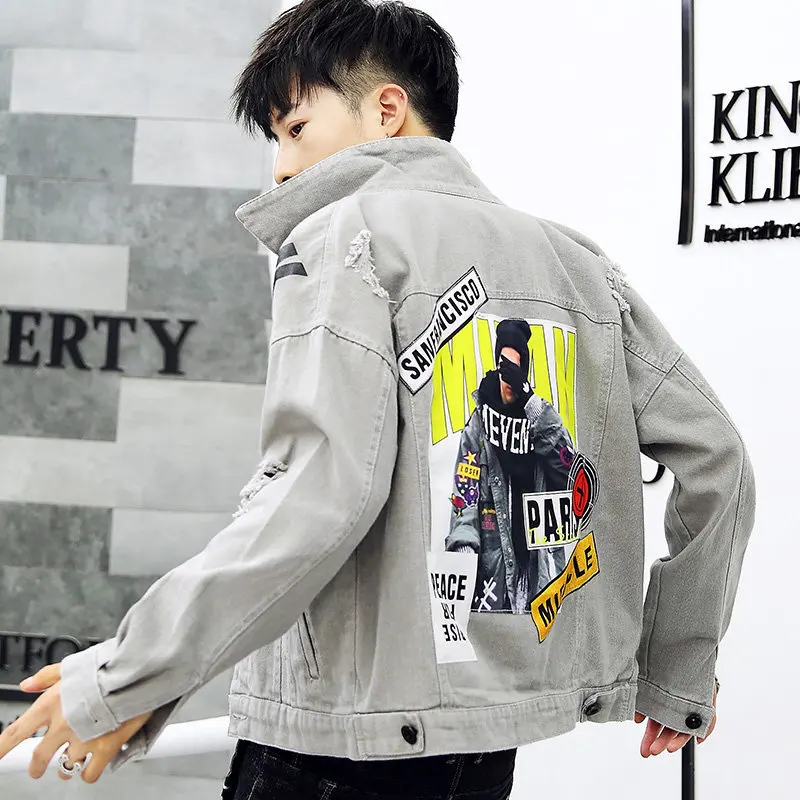

Fall 2021 teenagers denim jacket male student trendy handsome clothes teenager denim jacket boys Korean men's jacket coat
