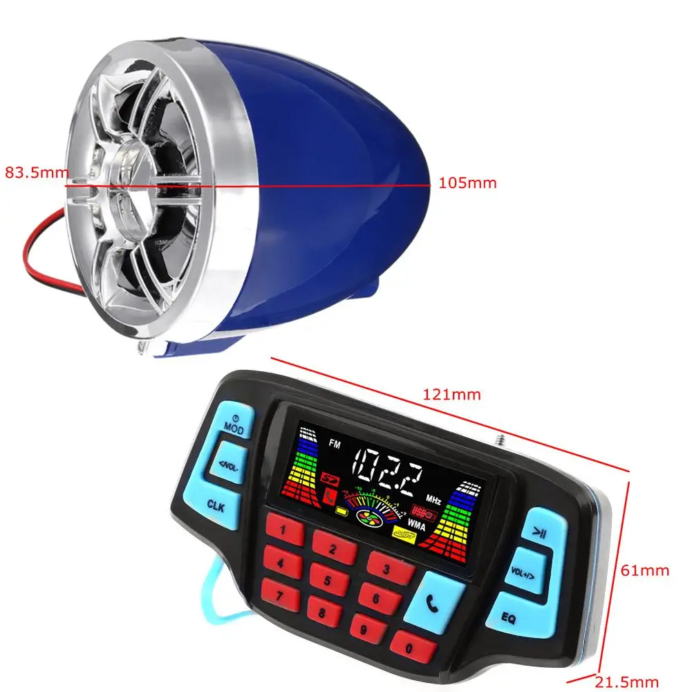 

Waterproof Motorcycle Handlebar Audio System Bluetooth USB TF FM Radio MP3 Speakers