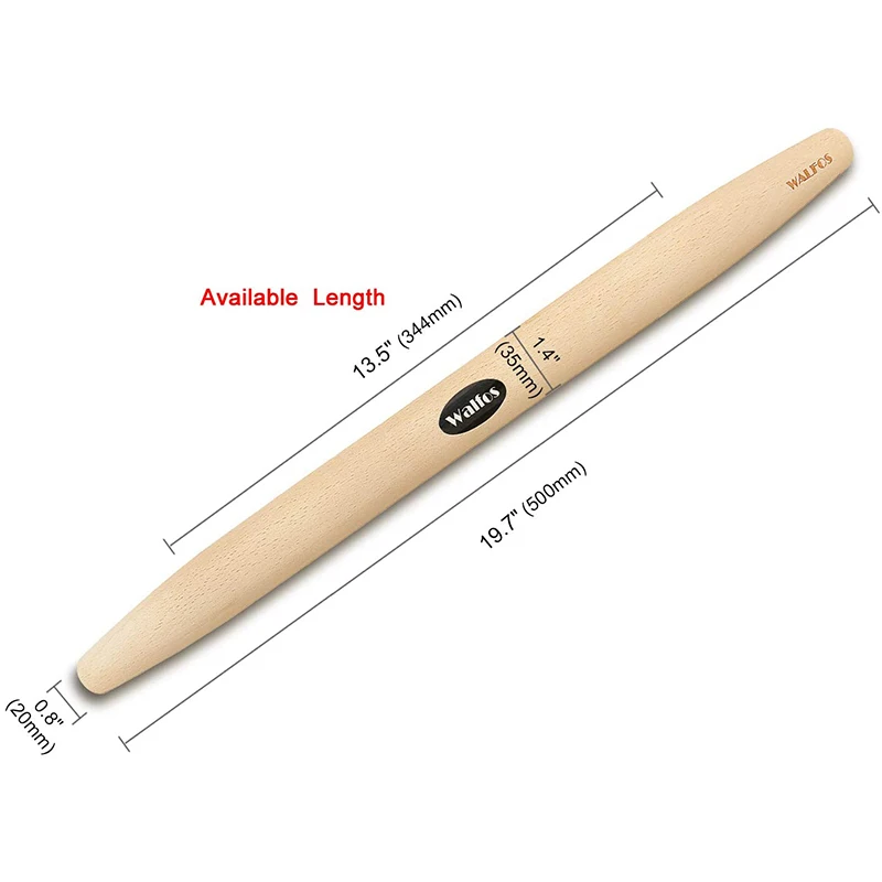 Скалка WALFOS деревянная 20 дюймов ролик для теста помадки торта антипригарные