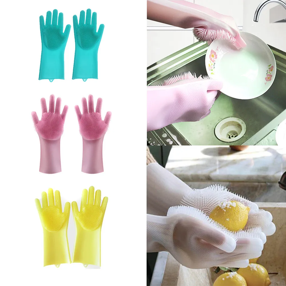 1 шт. перчатки Кухня силиконовая Чистящая Перчатки Magic силиконовый ручной насос