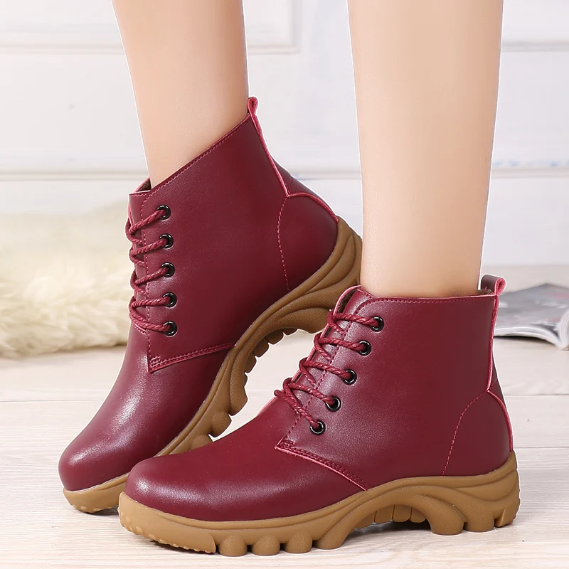 LAASIMI Fashion Women Ankle Boots Genuine Leather Warm Fur Winter Shoes Woman Booties Female Black Plush | Обувь