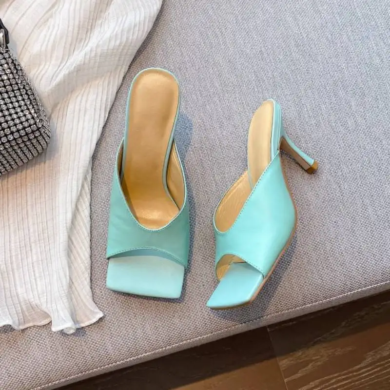 

Fashion Slippers for Women 2021 New Summer High Heels Sexy Fish Mouth Slipper Ladies Casual Sandals Large Size 34-43