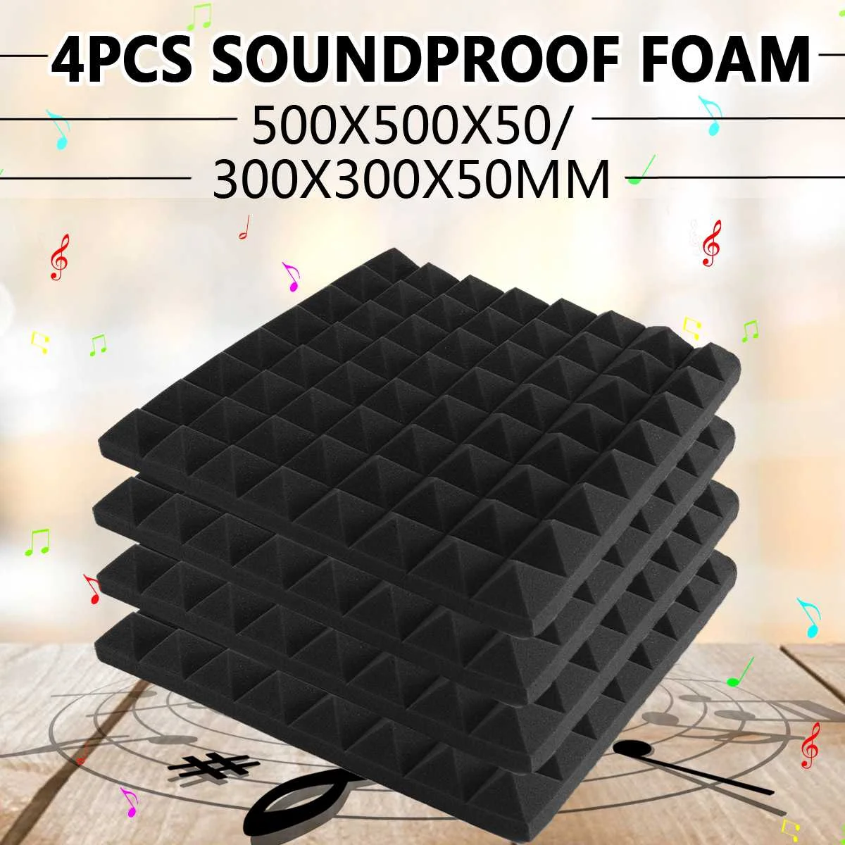 

4PCS 30X30X5cm Studio Soundproof Foam Pyramid Sound Absorption Treatment Panel Tile Wedge Protective Sponge Acoustic Foam