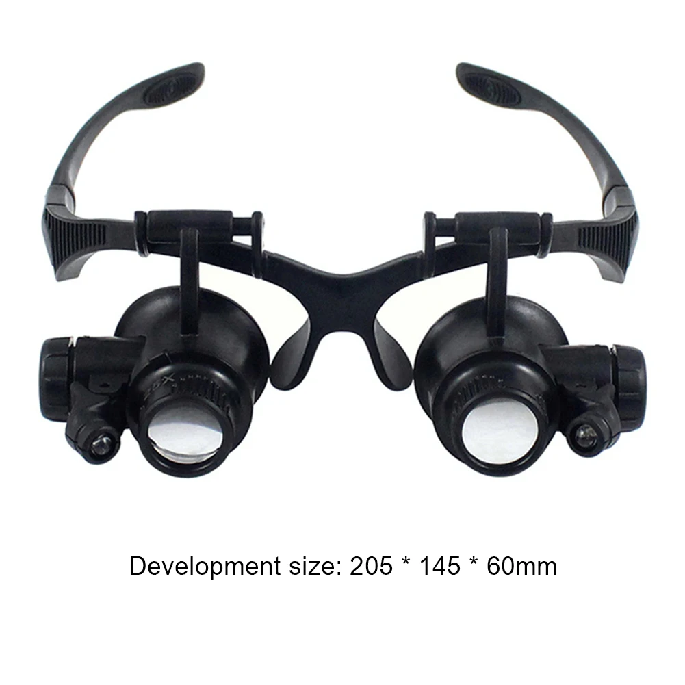 

2021 10X/15X/20X/25X Lens Observation Head Wearing Magnifier Glasses Loupes with LED Headband Eyewear Loupe Repair