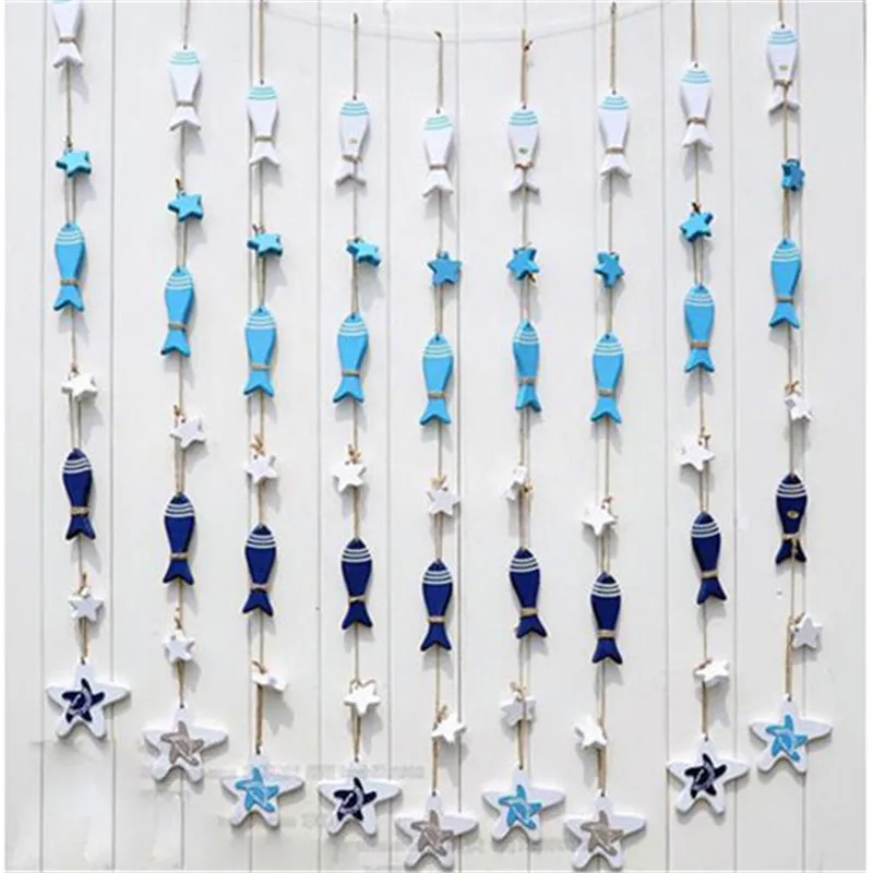 

Fashion Fish/decorated Marine Pendant Mediterranean Starfish Fish Nautical Decor Hang Small Adorn Crafts Wood Home Decoration