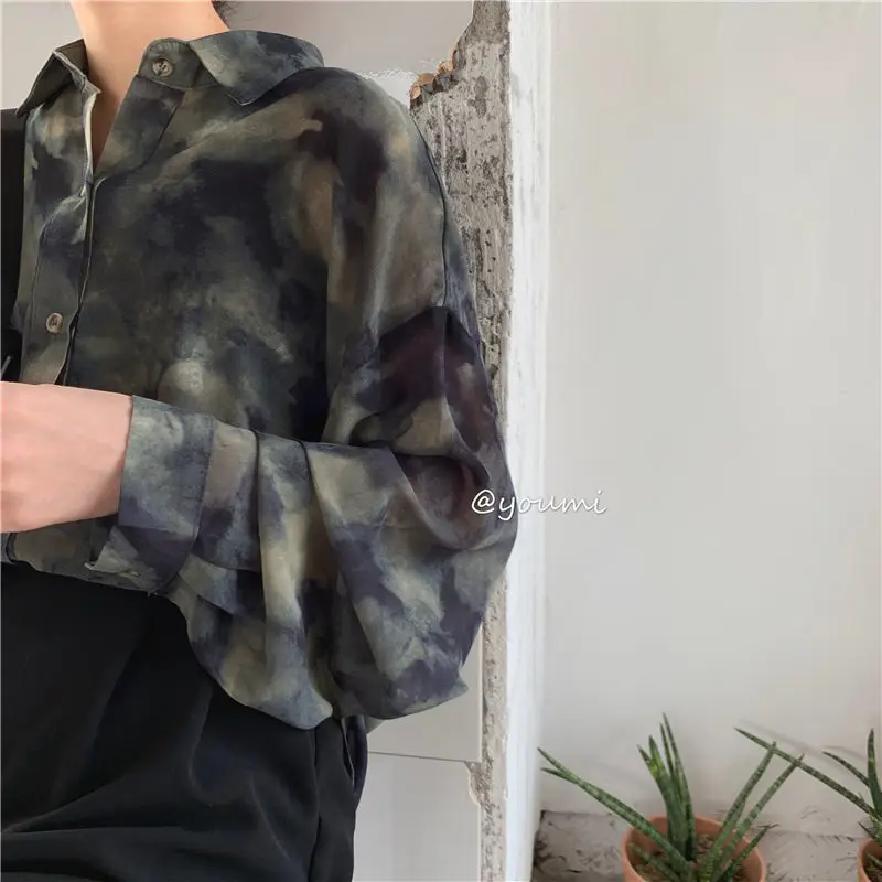

Sun-proof Blouses Women Summer Chic BF Style Long Sleeve Vintage Womens Shirts Loose Popular Leisure Ladies Blouse Top