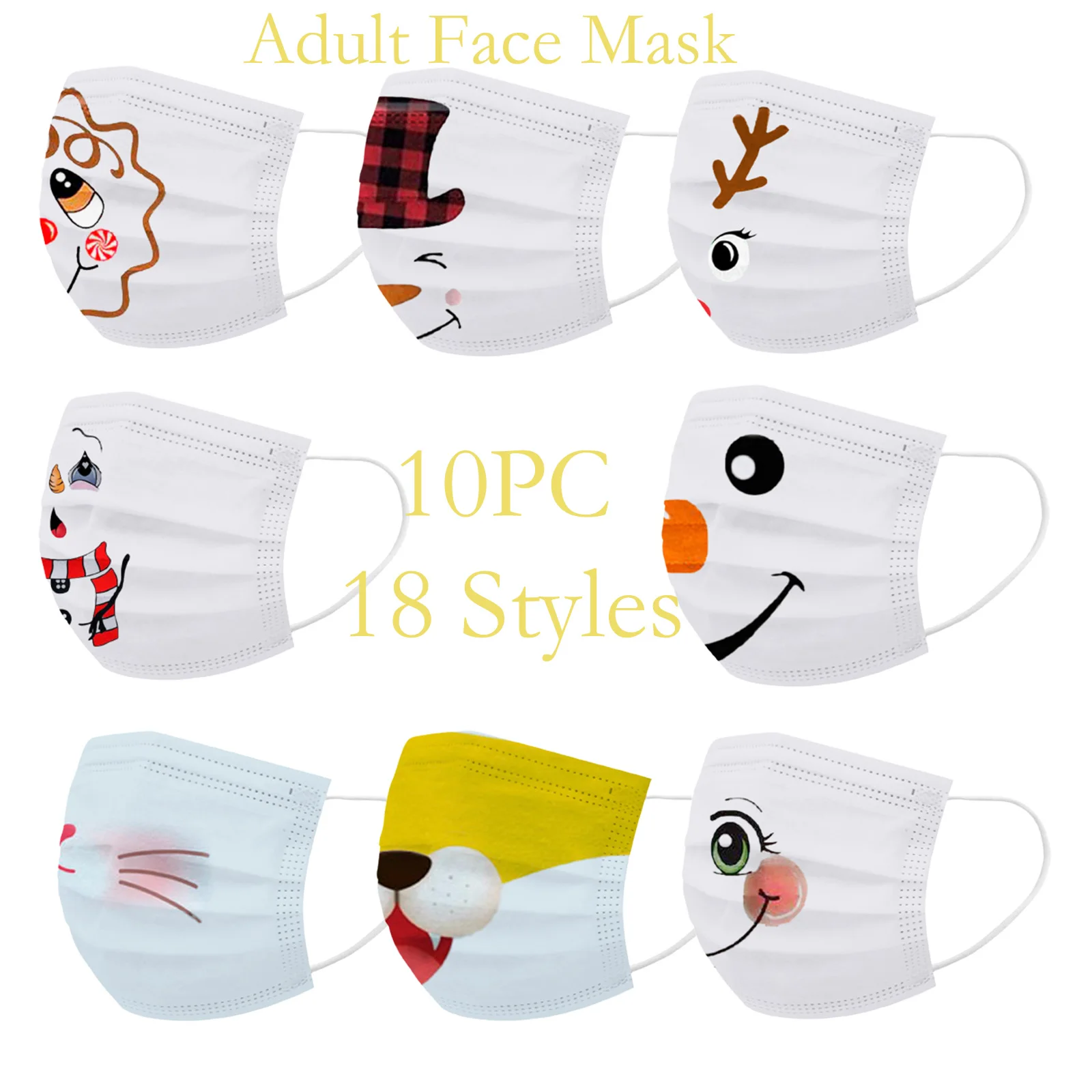 

10 шт., маски для лица с рисунком животных