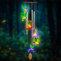 solar lamp hummingbird wind chime shaped led lamp wall mounted decorative light for courtyard balcony