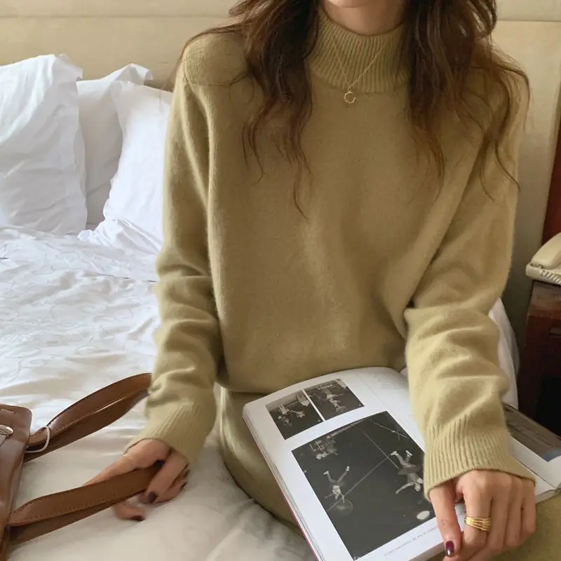 2021 осенний Элегантный женский плотный теплый свободный трикотажный комплект из 2