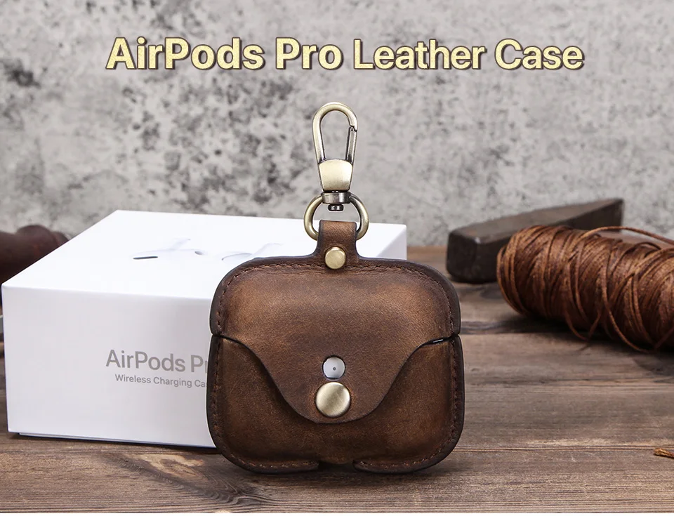 Роскошный чехол из натуральной коровьей кожи airpods Pro apple fundas auriculares inalambricos airpod 3 чехол с брелком для ключей