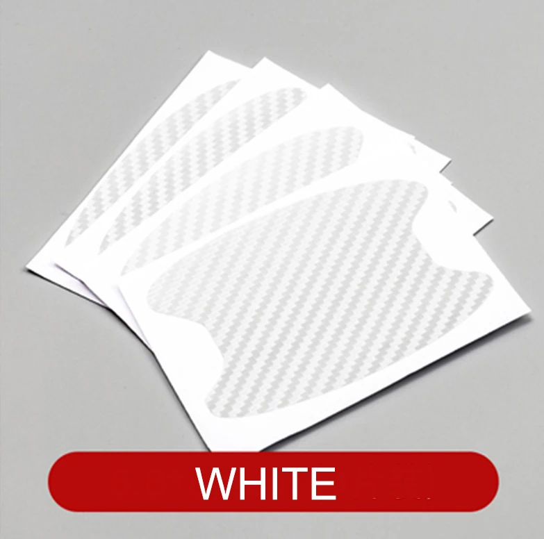 WHITE 4 шт./лот, универсальные наклейки из углеродного волокна для автомобильных дверных ручек, защитная крышка, внешние аксессуары, автомобильный стиль - Название цвета: WHITE