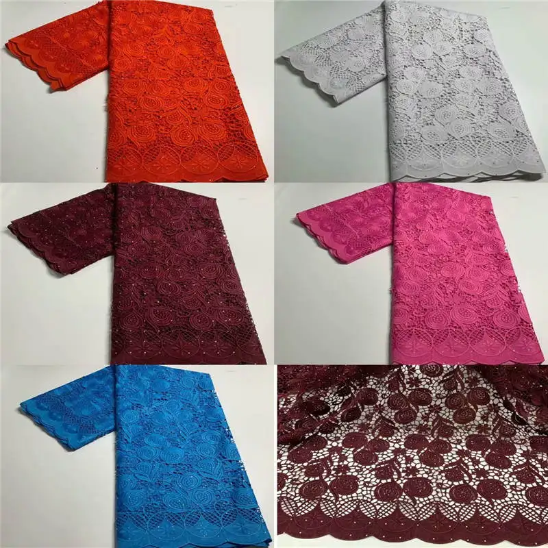 Африканская сетчатая Кружевная Ткань 5 ярдов Высококачественная нигерийская