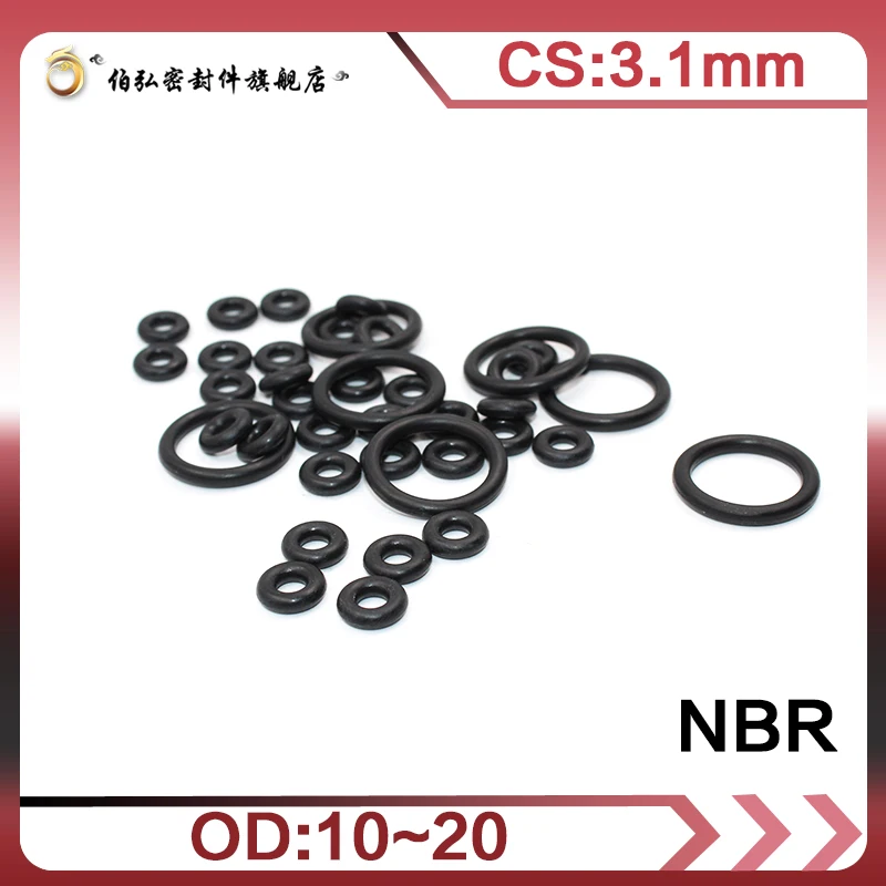 

Nitrile Rubber O-Ring 50PCS/lot NBR Sealing CS 3.1mm OD10/11/12/13/14/15/16/17/18/19/20mm O-Ring Seal Gasket Ring