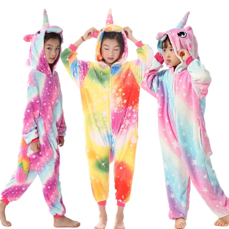 Kigurumi Пижама для детей девочек единорог аниме панда Детский костюм пижамы