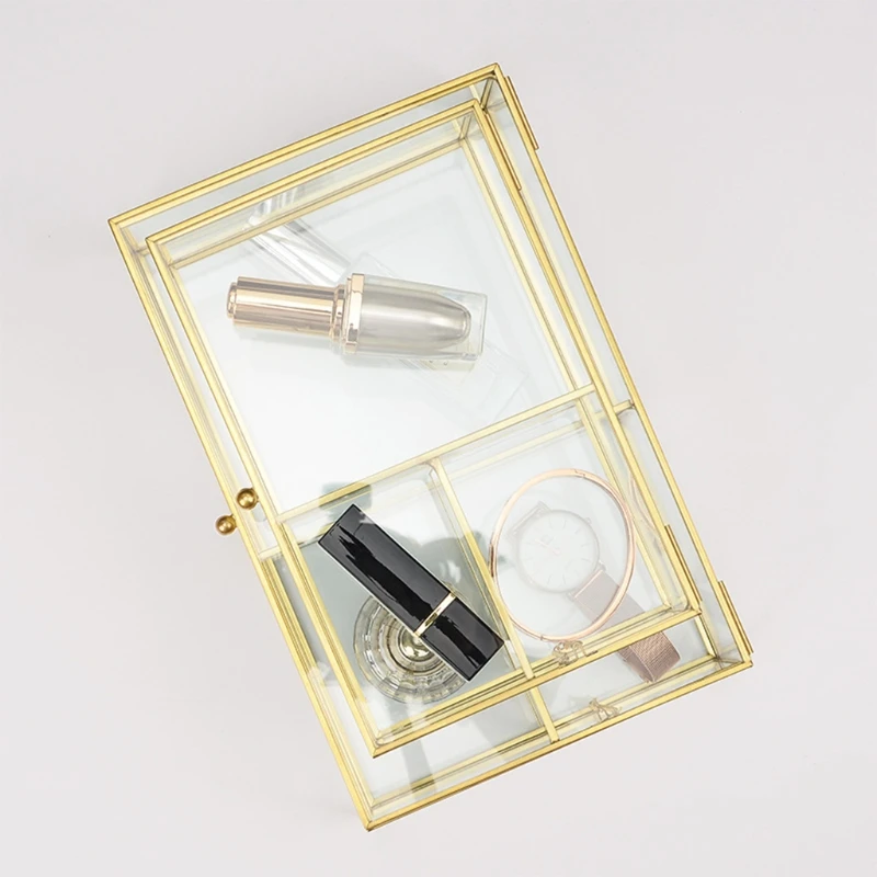 

Geometric Clear Glass Jewelry Box Jewelry Organizer Holder Tabletop Succulent Plants Container Home Jewelry Storage