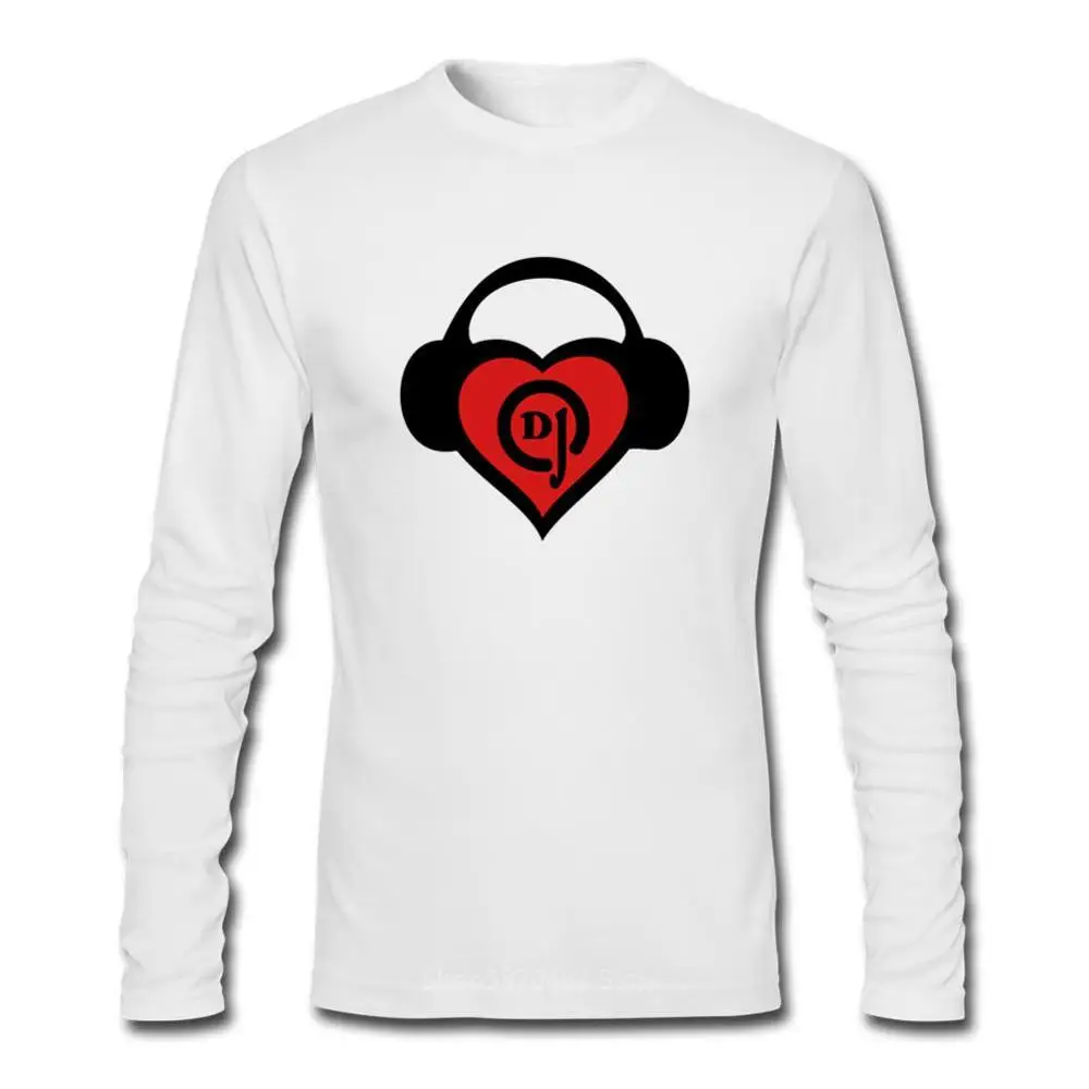 Мужская футболка с принтом в виде сердца DJ Повседневная хлопковая длинными