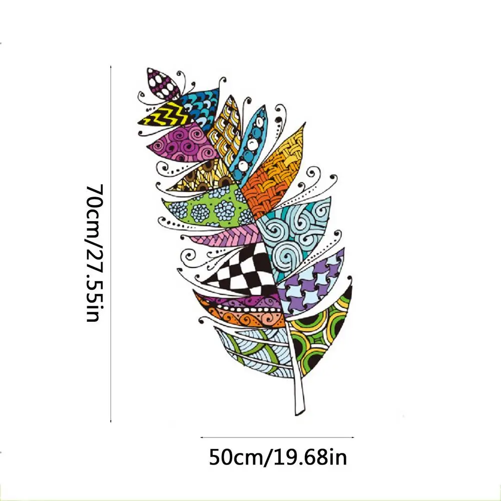 

1Pcs Colorful Leaf Feathers Creative Personality PVC Wall Stickers Stickers Art Home Decor Living Room 70X50CM DH