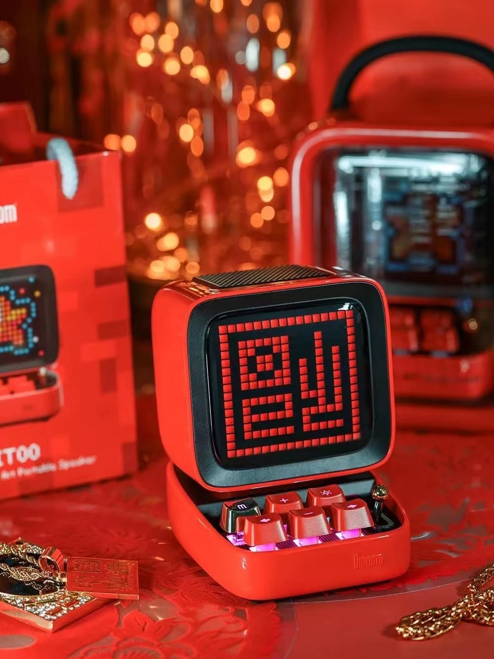Divoom DITOO Pixel Bluetooth Wireless Speaker Chinese Red Mechanical retro mini computer model Smart alarm clock | Электроника