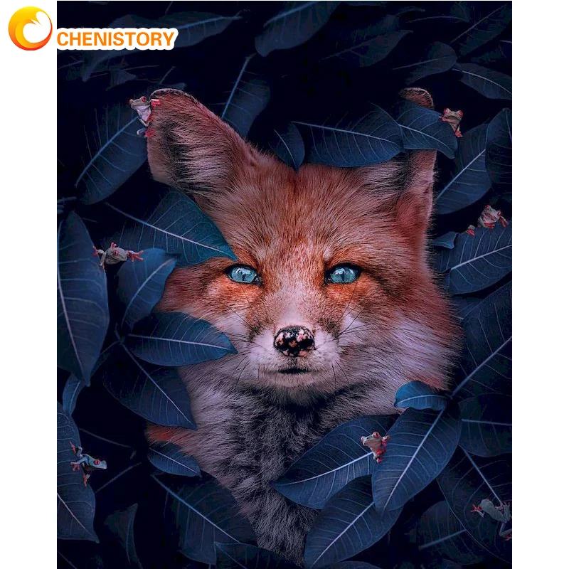 

CHENISTORY Animal DIY Painting By Numbers Flowers Fox Canvas Pictures Oil Painting For Living Room Wall Art Home Decor Gift