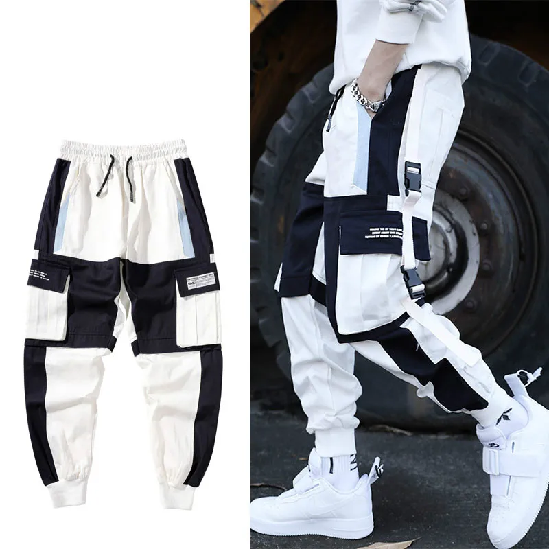 

Hip Hop Multi-pocket Cargo Pants Men Patchwork Streetwear Mens Harem Pant Casual Track Joggers Male Harajuku techwear Trousers