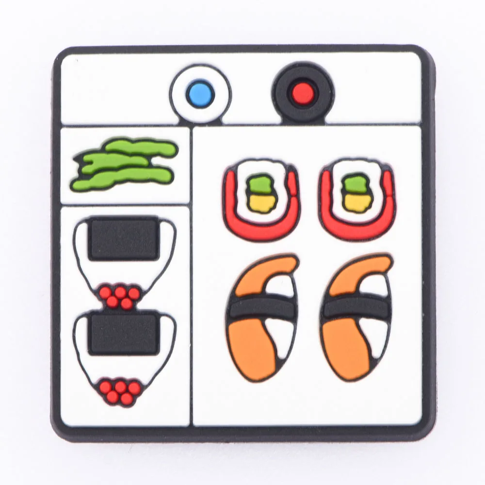 Hot Sale 1 Pcs Food Croc Shoes Charms Cartoon Sushi Pizza Decoration Cute PVC Charm Bracelet Accessories Girl Birthday's Gift