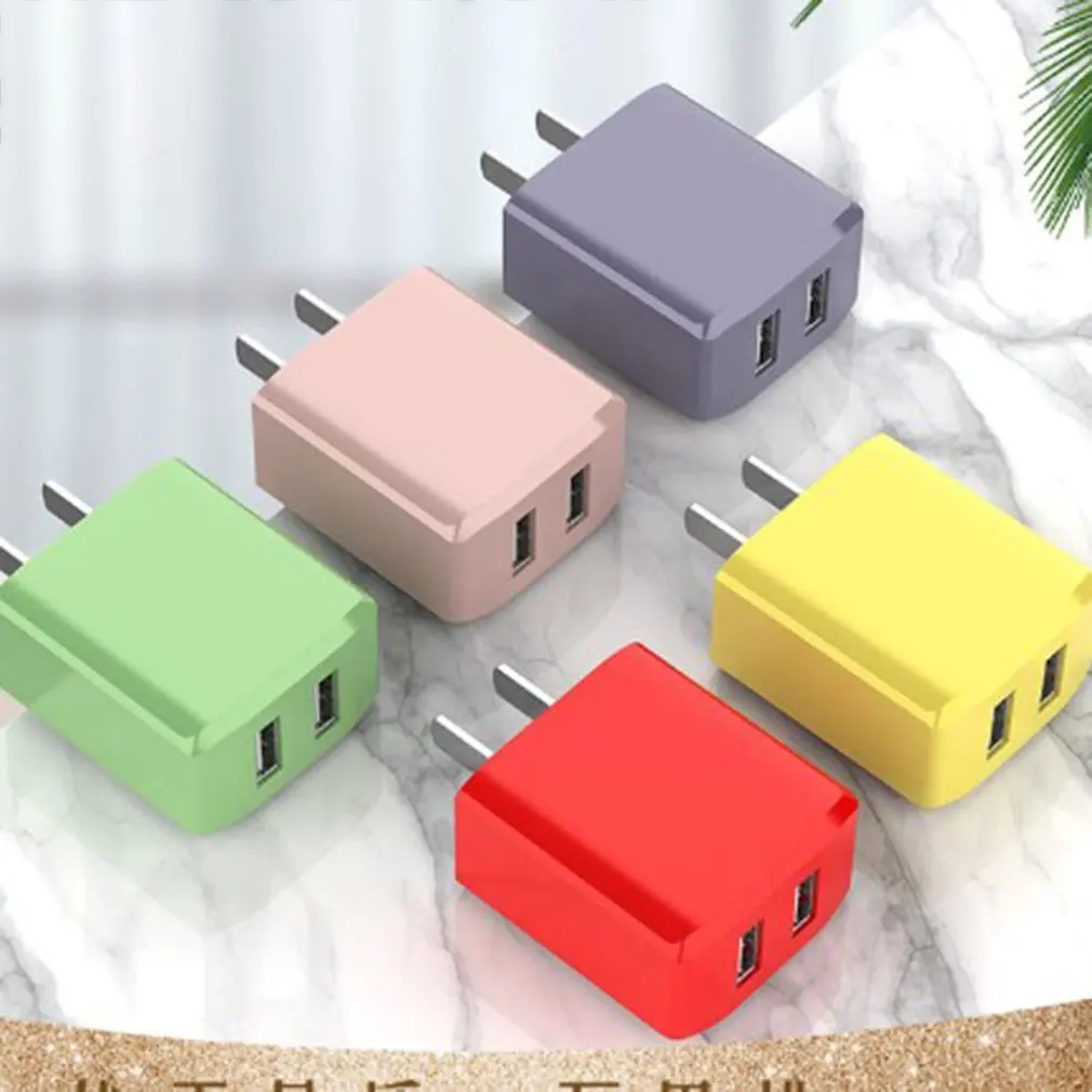 

Universal Liquid Colorful USB Plug Fast Charge 5V 2A Dual USB Port Adapter Mobile Phone Safe Charge For Android