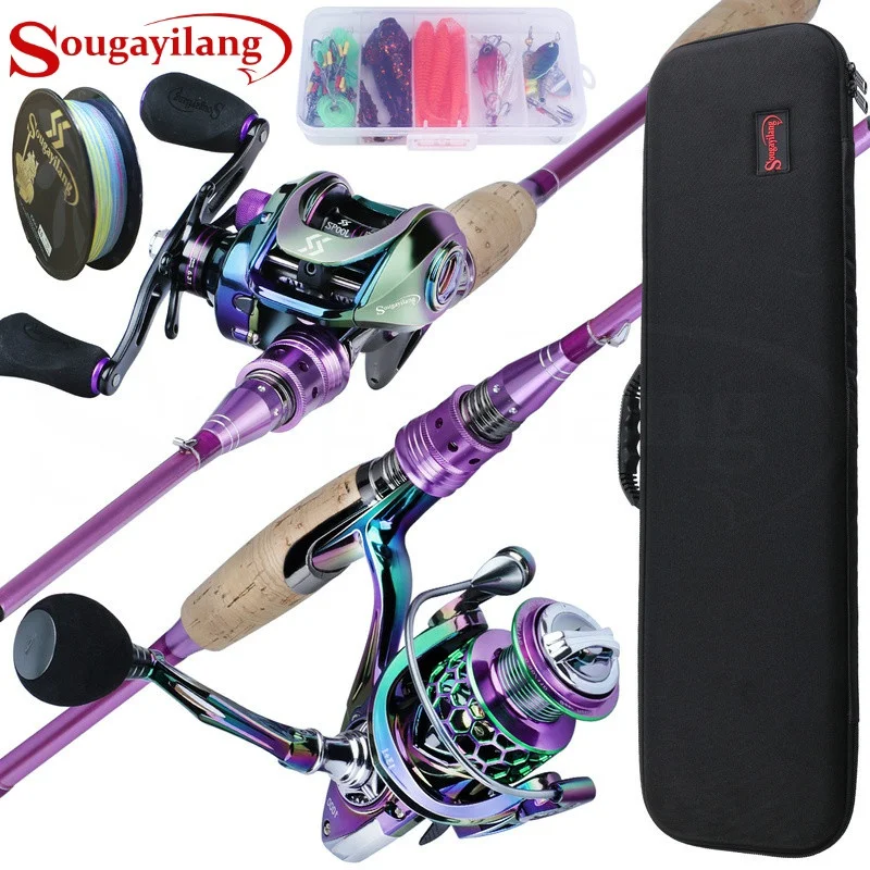 Sougayilang 2.1m Casting / Spinning Fishing Rod and Fishing Reel Combo , With Fishing Line Fishing Lure Fishing Tackle Bag