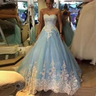 Женское свадебное платье без рукавов, Белое Бальное Платье С Бисером синего цвета, свадебные платья