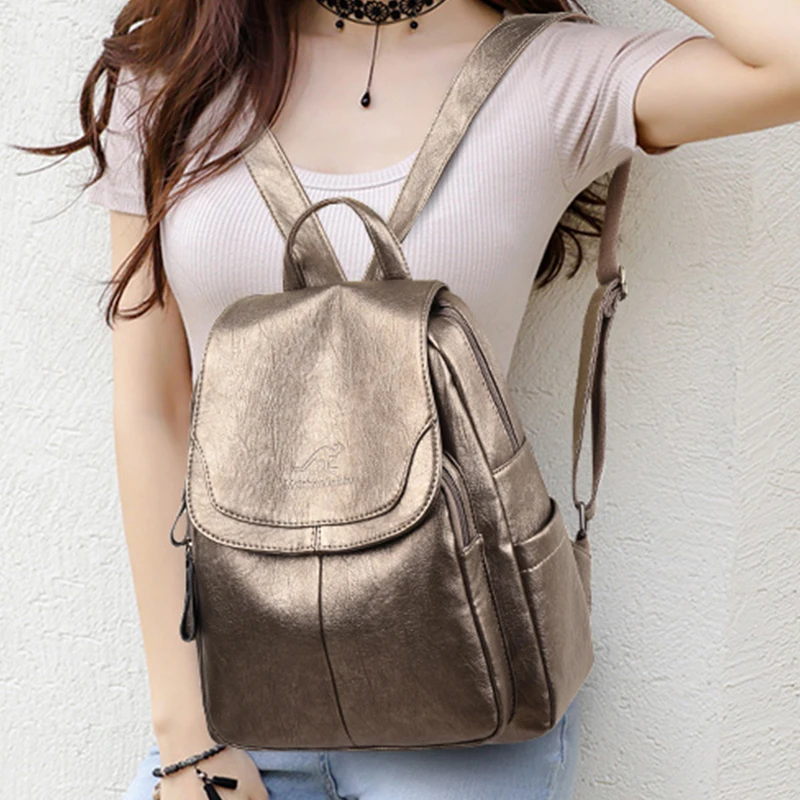 hot women backpacks designer high quality soft leather fashion back bag brand female travel bags mochilas mujer 2020 backbags free global shipping