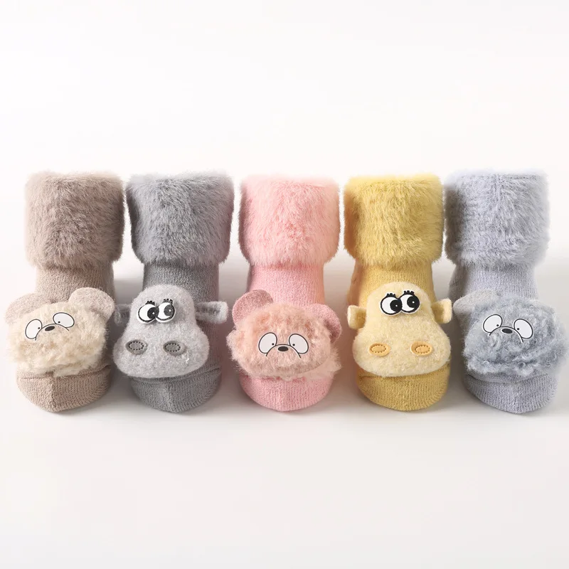 Calcetines gruesos de algod&oacute;n suave para ni&ntilde;os y ni&ntilde;as, medias de animales de dibujos animados para reci&eacute;n nacidos, calcet&iacute;n de suelo c&aacute;lido-0
