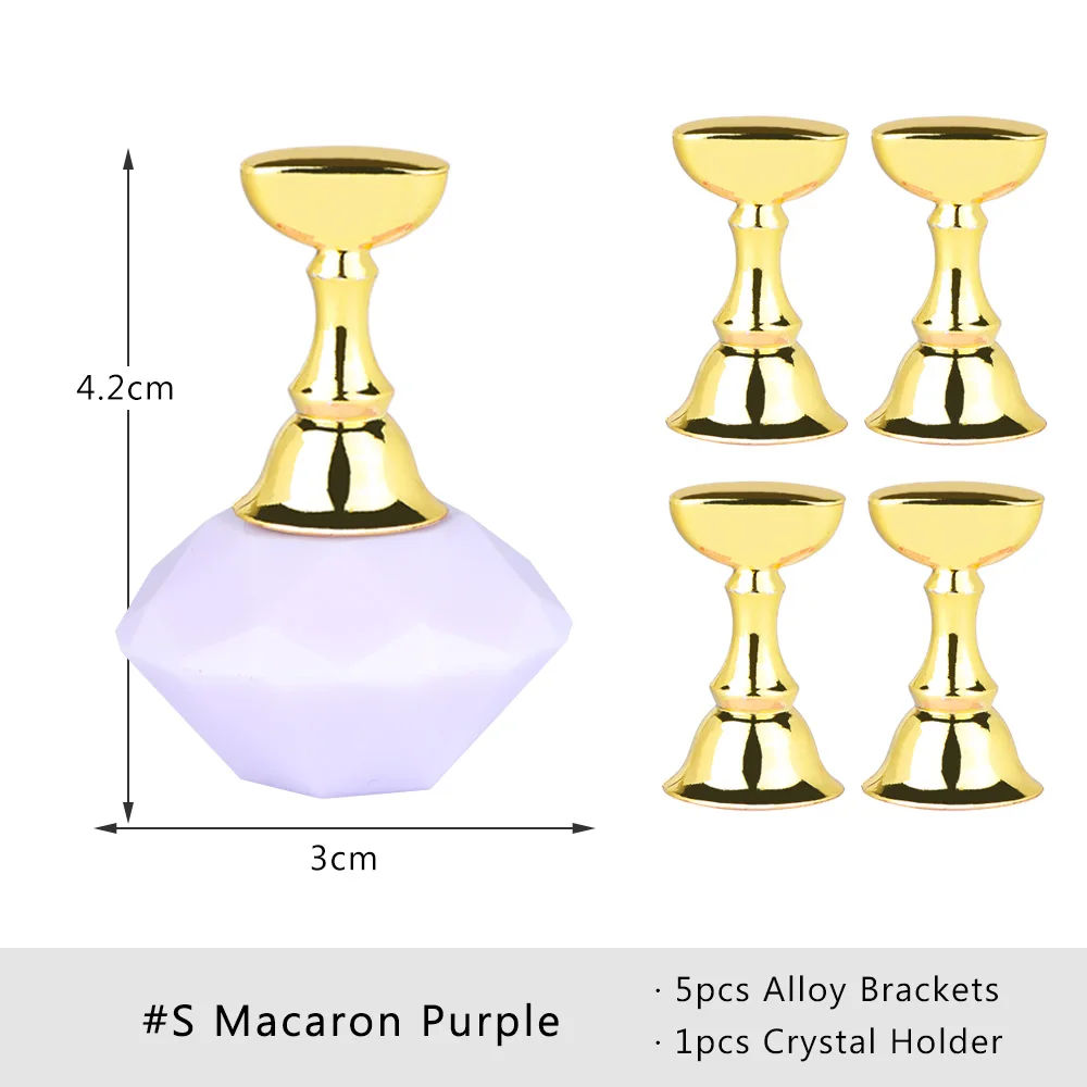 S Macaron Purple 1 набор, магнитный держатель для ногтей из сплава, практичный дисплей, стенд, акриловые хрустальные подставки, накладные кончики для ногтей, для салона, для самостоятельного маникюра, инструменты LA741 - Цвет: S Macaron Purple