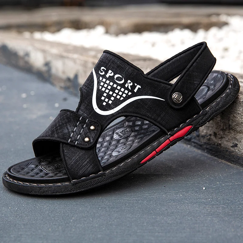 

Летние мужские уличные сандалии, пляжная обувь, износостойкие Нескользящие мужские сандалии и шлепанцы на плоской подошве