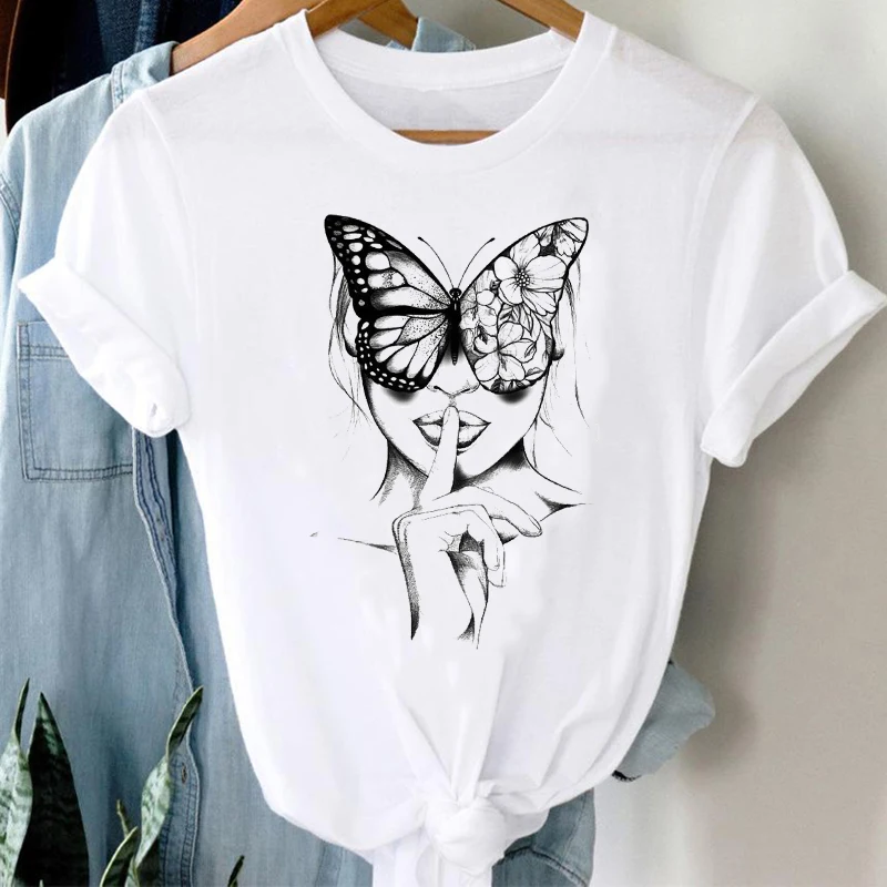 

Fashion 90s street art simple style women's printed T-shirt Harajuku street casual loose students white short sleeves Tops Tee