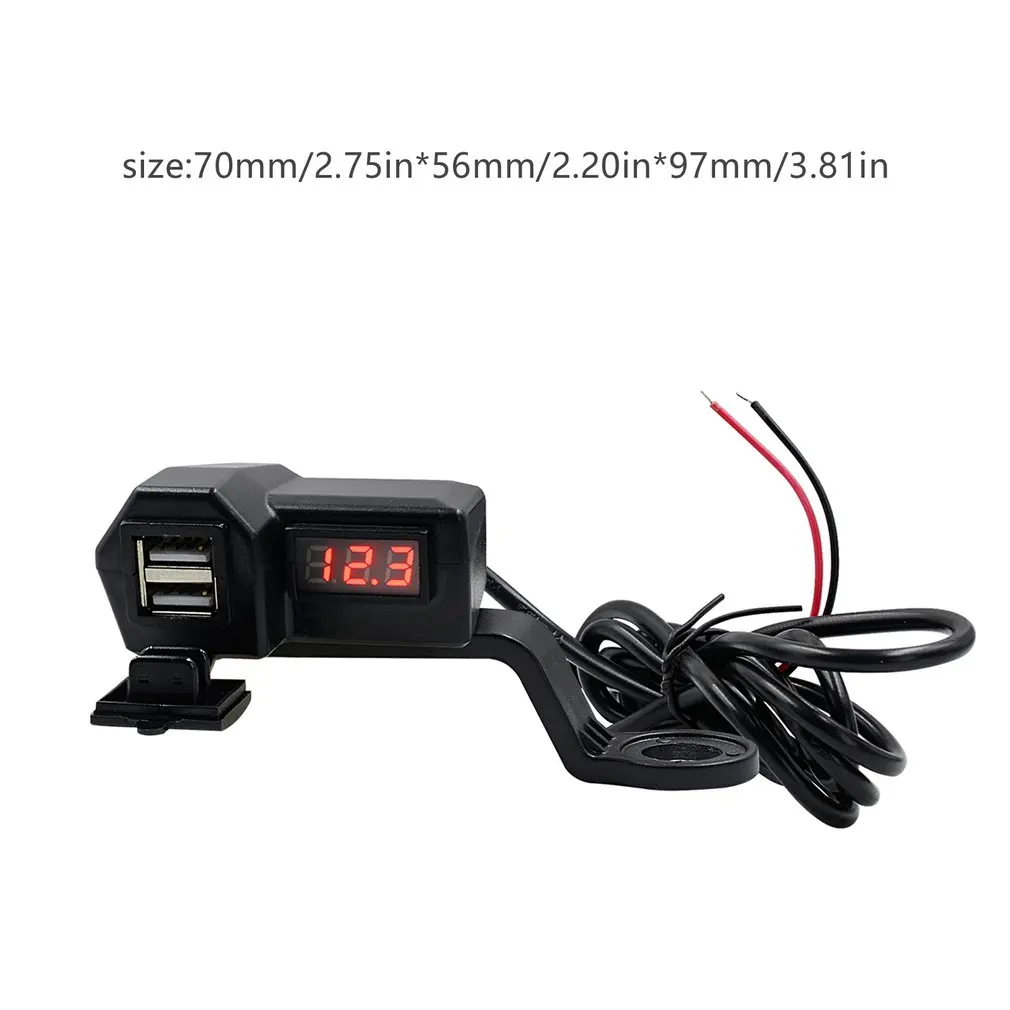 

12V Car Motorcycle Mobile Phone Charger Abs Dual Usb With Switch 24V Rv Boat Car Charger + Voltmeter