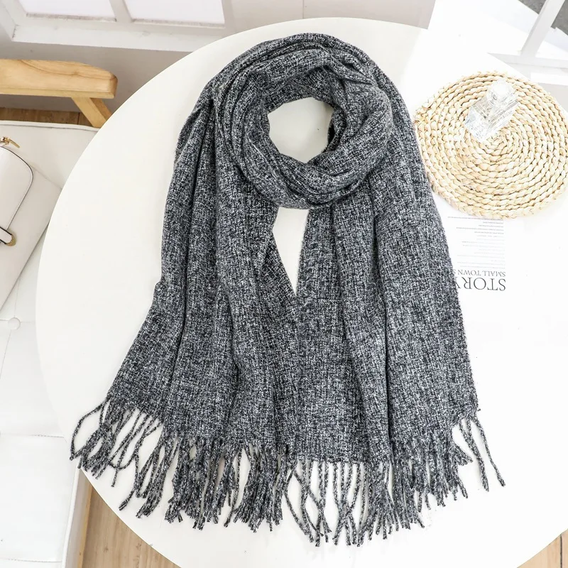 

Autumn and winter new solid color flower scarf female Korean version of cashmere thick warm decorative dual-use shawl scarf
