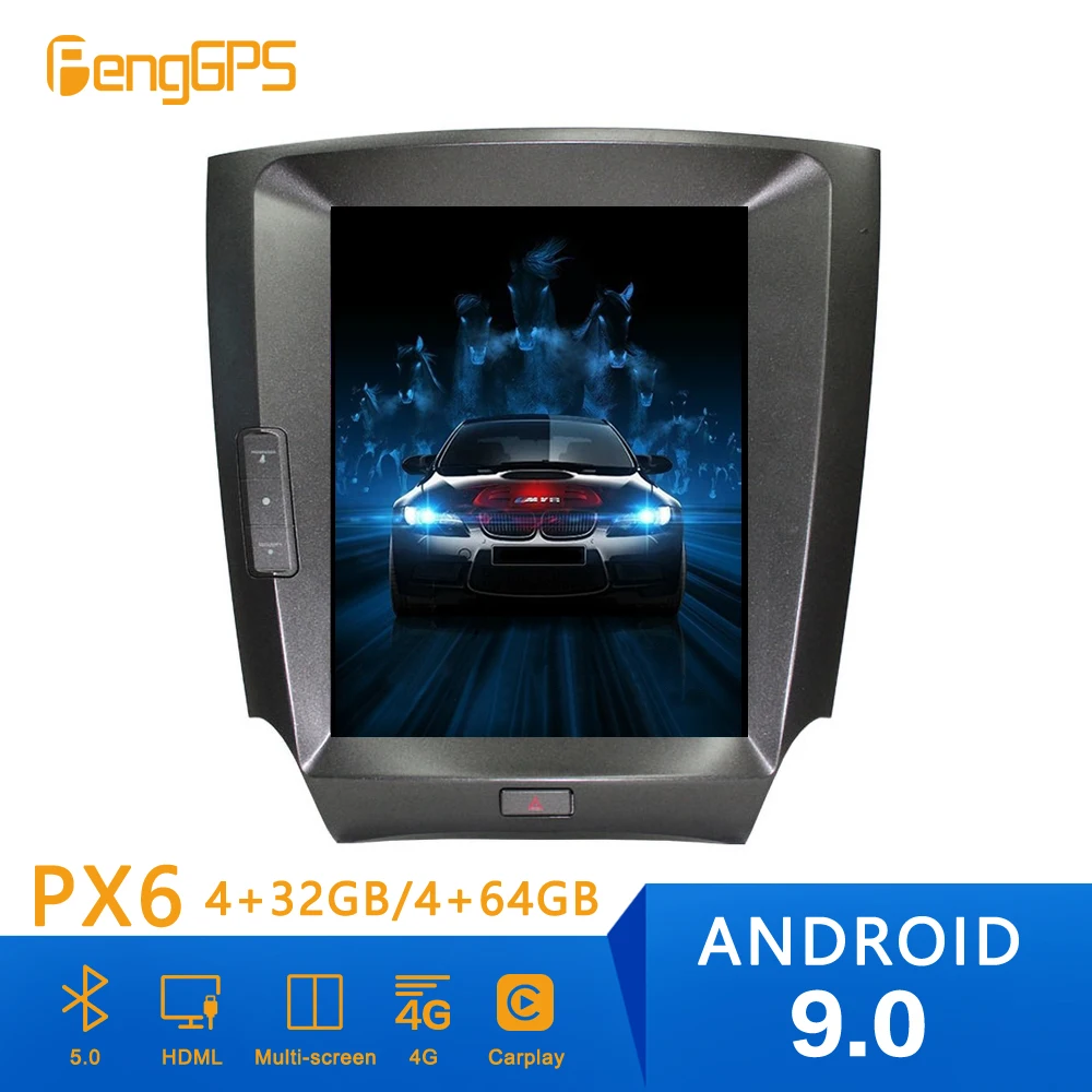 Tesla style Android 9 PX6 автомобильный радиоплеер GPS навигация для Lexus IS200 IS250 IS300 2005 + стерео