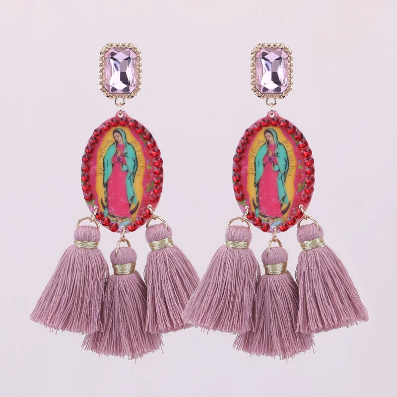 E1280 Old Pink Sehuoran, серьги с кисточками в виде большого ангела для женщин, Эффектные серьги с кристаллами, модные ювелирные изделия Oorbellen Brincos - Окраска металла: E1280 Old Pink
