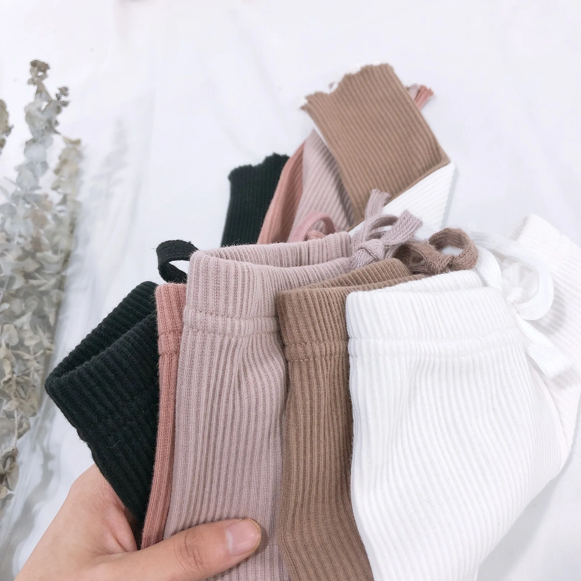 Весенне летние однотонные хлопковые повседневные подходящие ко всему леггинсы